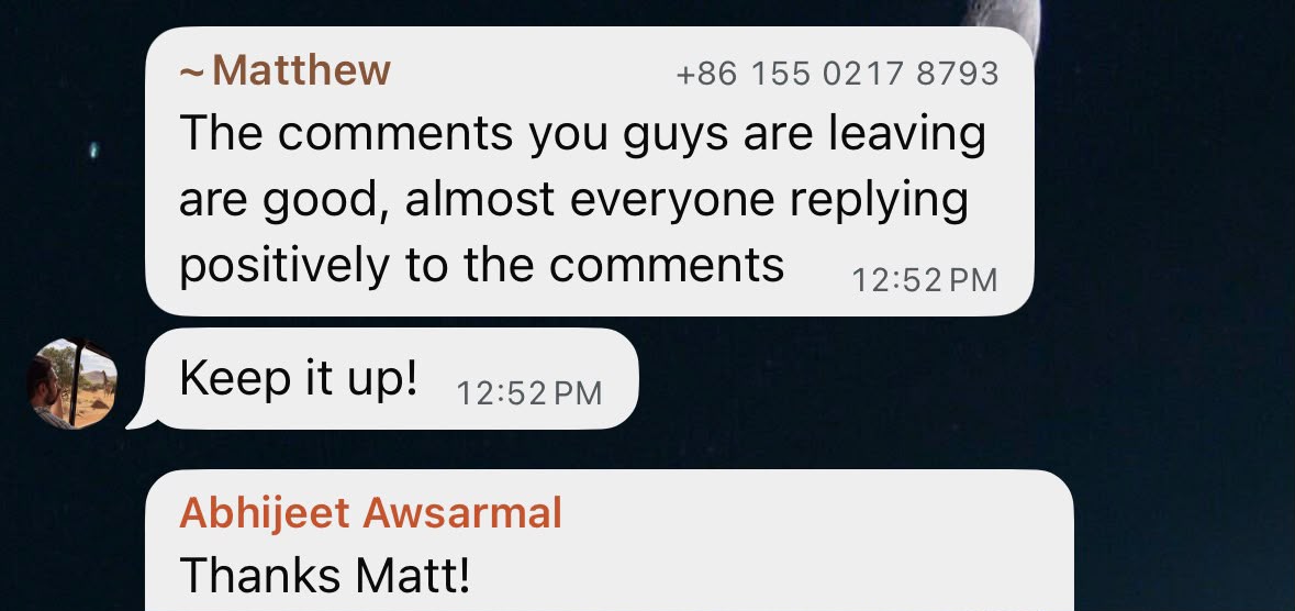 Client appreciation message